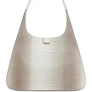 Calvin Klein Audrey Hobo Bag in Natural Croco Reptile Embossed NEW